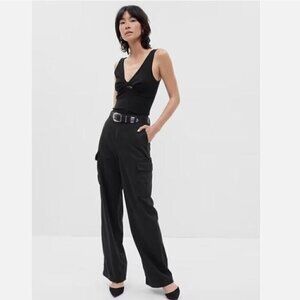 GAP 90's Loose Cargo Wide Leg Y2k Grunge Black Baggy Size 18 Pants #798433 RT$90